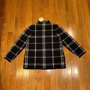 Anne Klein Womens Plaid Side Slit Mock Turtleneck Sweater Small Dk Academia NWT